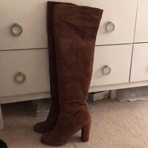 Brown suede thigh high boots 8.5